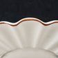 White Cheese Plate Blue Brown Flowers Scalloped Gilded Edge 10.5" Serving Liner