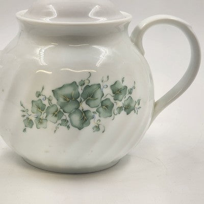 Corelle Callaway Teapot White Green Floral Swirl Corning Ware 7"x10"