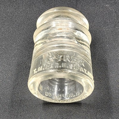 Pyrex MC Clear Glass Electrical Insulator 2.5"x4" Reg US Pat USA