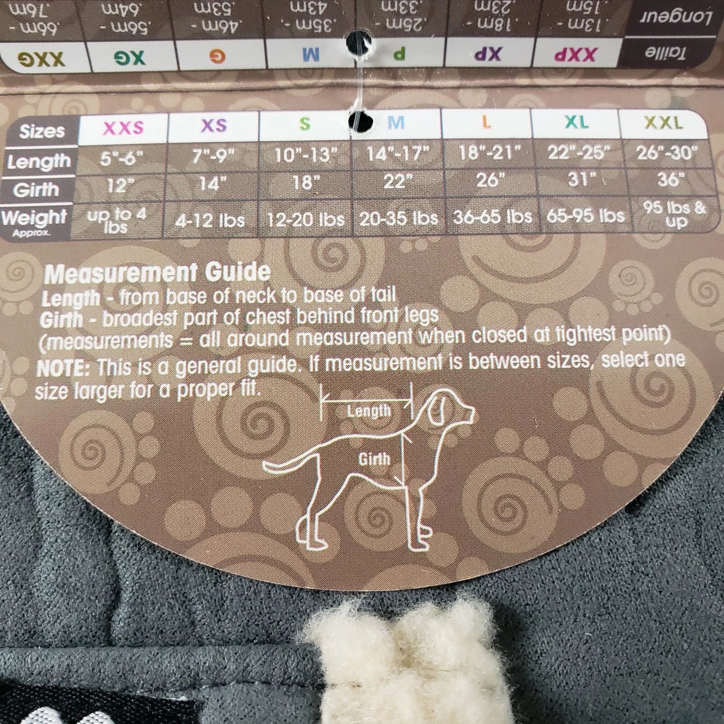 PetRageous Designs Dog Coat XS Faux Fur Lined 7"- 9" Length Hook & Loop Closure