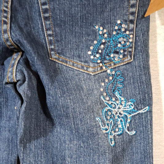 Richcow Embellished Women's Western Skinny Dark Denim Jeans Size 5 NWT 28" x 31"