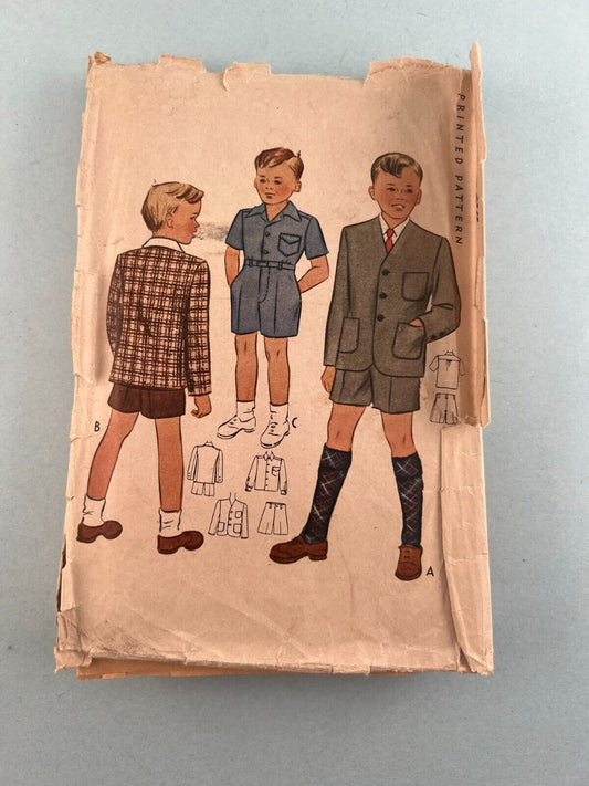 McCall's 4378 Vintage Sewing Pattern 1940's Boys Suit Jacket Shorts & Shirt Sz 4