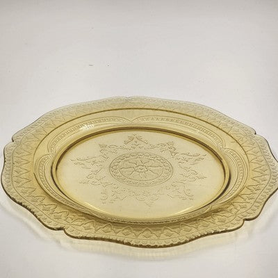 Federal Amber Yellow Depression Glass Patrician Spoke Dinner Plate 11" 1930s VTG