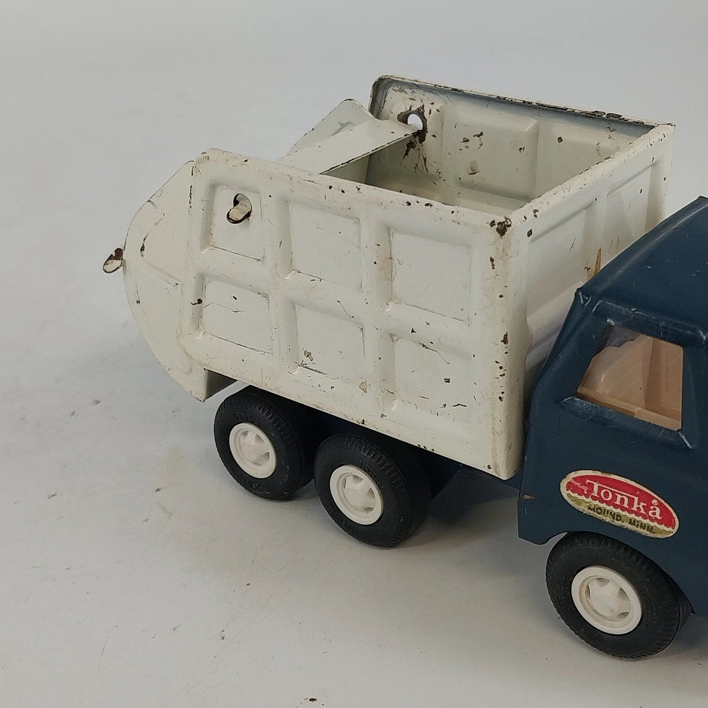 Tonka Mini Blue White Garbage Sanitation Truck Diecast Pressed Steel Vtg USA