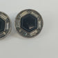 Vintage Black Onyx Octagon Clip On Earrings Art Deco Rhinestone