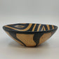 Hand Carved Wooden Bowl 9.25" African Zebra Animal Print Black Tan Varnished Vtg