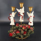 Angel Trio 3-Candle Holder Burgundy Floral Wreath Christmas Centerpiece 9"