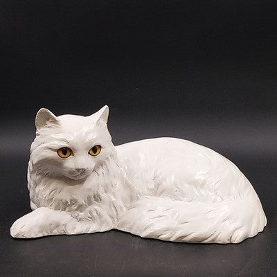 HOMCO 1147 Large White Persian Cat Kitty Statue Yellow Glass Eyes 1980’s
