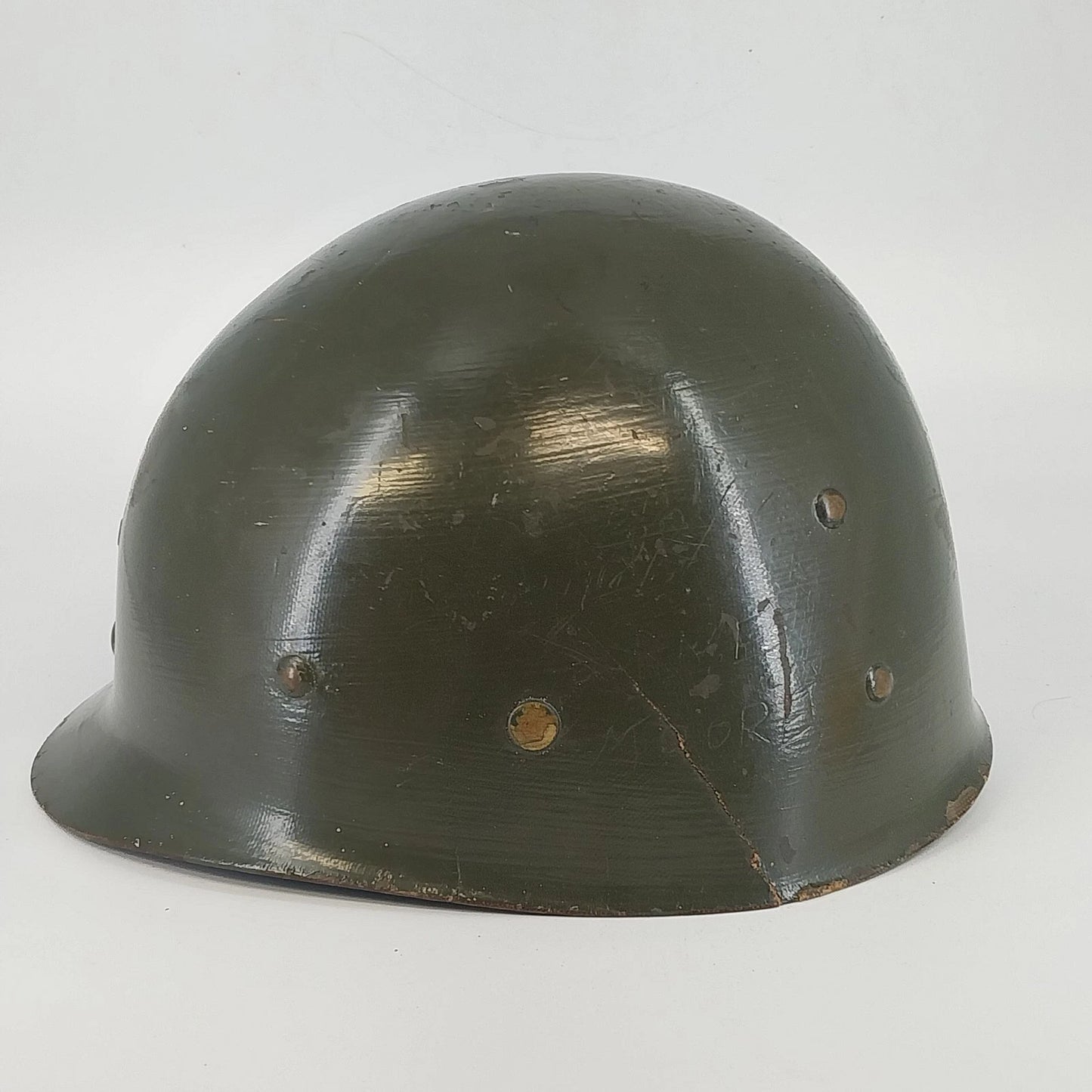 Korean War M1 Combat Helmet Fiberglass Liner Capac 51-53 Vtg Crack Ear Military