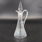 Etched Cut Clear Glass Cruet Multi Faceted Stopper Clear Glass Antique