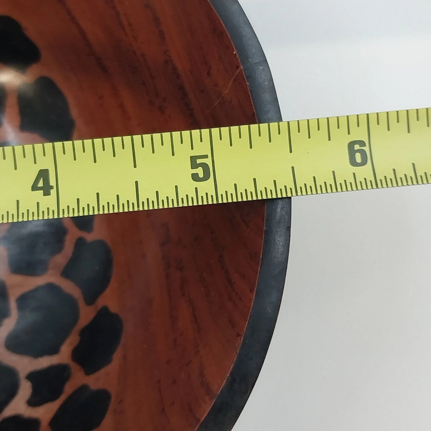 Hand Carved Natural Wooden Bowl 5.5" African Safari Animal Print Zebra Giraffe