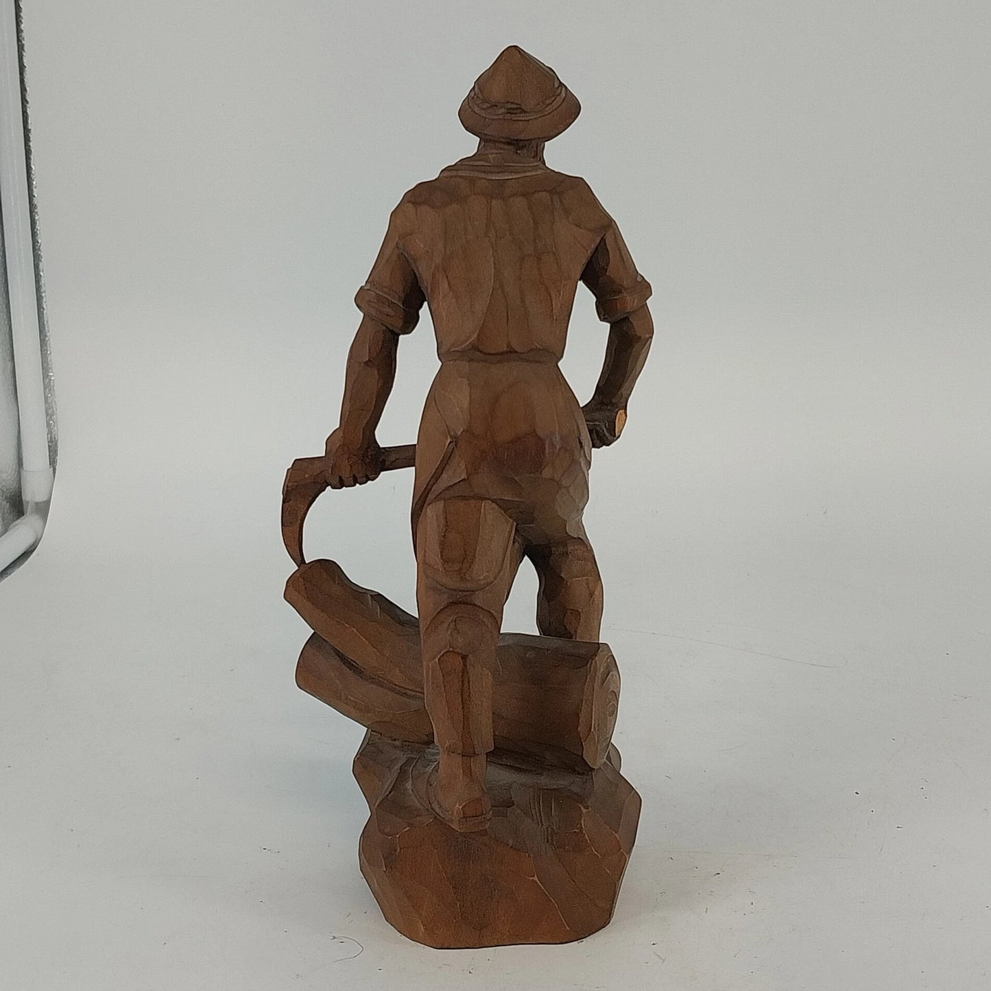 Hand Carved Natural Wood Man Woodcutter Lumberjack Figure 9" Folk Art Sculpture