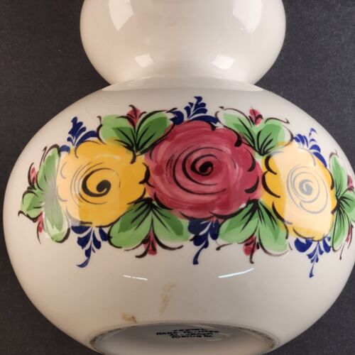 Vestal Alcobach Portugal Jug Vase Flowers Pot Belly Hand Painted Ceramic Pottery