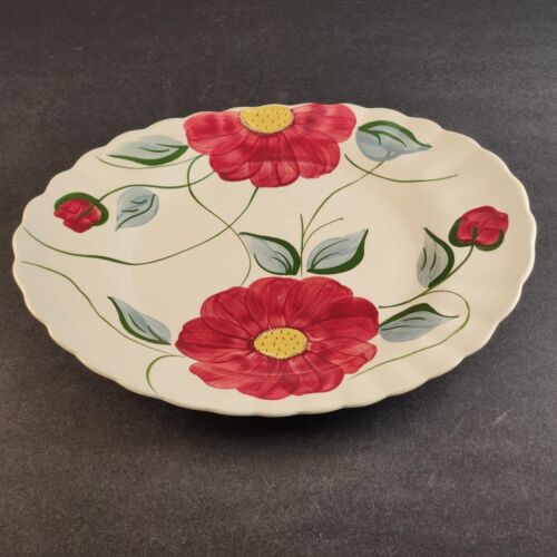 Blue Ridge Southern Potteries Pottery Poinsettia Design Oval Serving Platter 12"