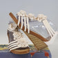 Forever JOJO-24 Sandals Women 8 White Floral Applique Open Toe Ankle Strap NWT