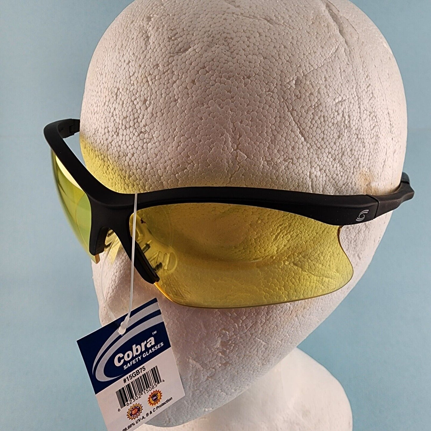 Cobra Safety Glasses by Gateway Black Frame Polycarbonate Lens Meets ANSI Z87 (Amber)