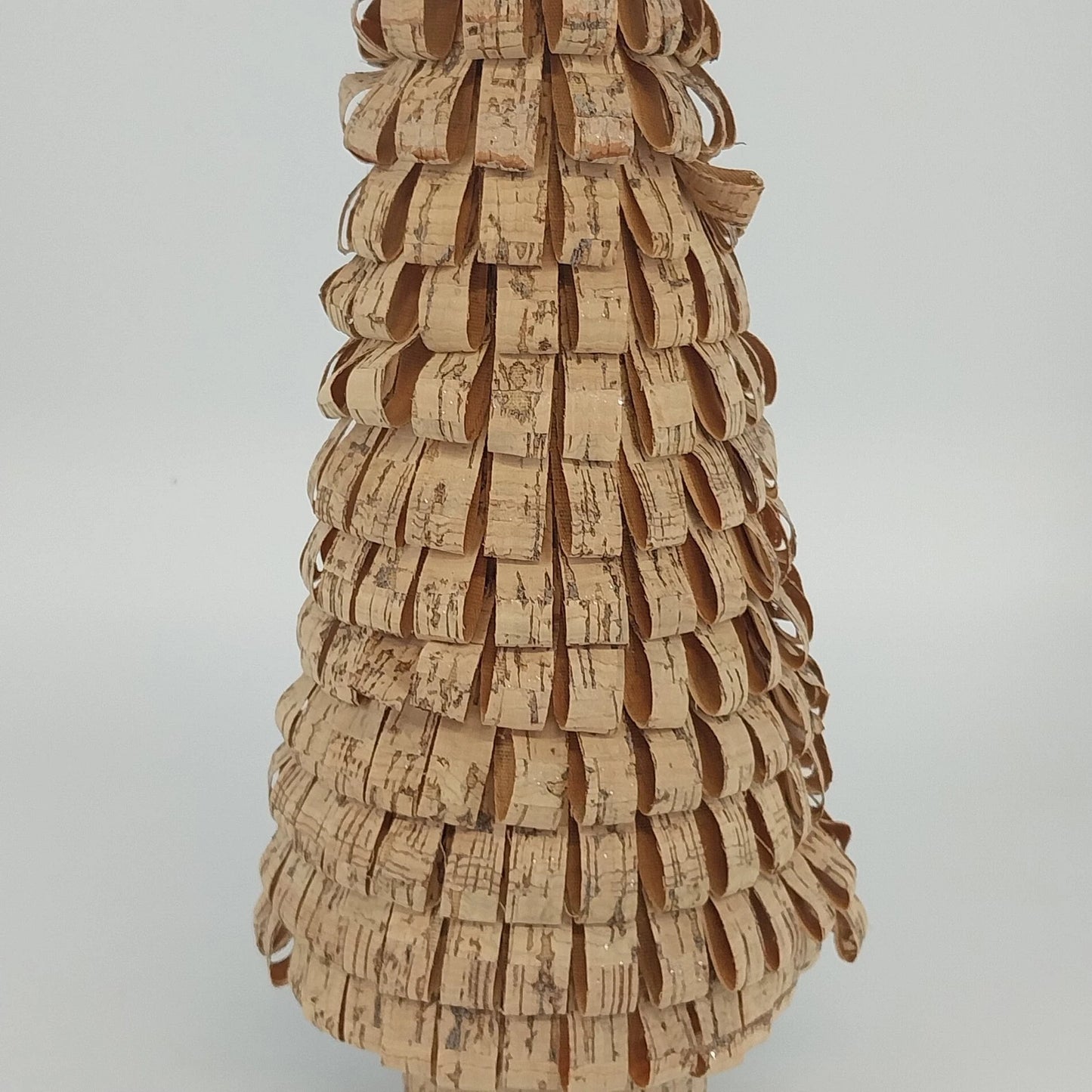 Holiday Home Shaved Cork Loop Tabletop Christmas Tree Star Bow 16.5" Plaid Top