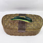 Resin Fishing Basket Trinket Box Greens and Browns Jumping Fish Handle 7" x 4.5"