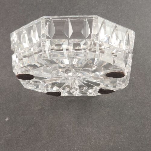 Waterford Crystal Glass Dish with Lid Octagon Shaped 5" Ireland Felt Pads Vtg