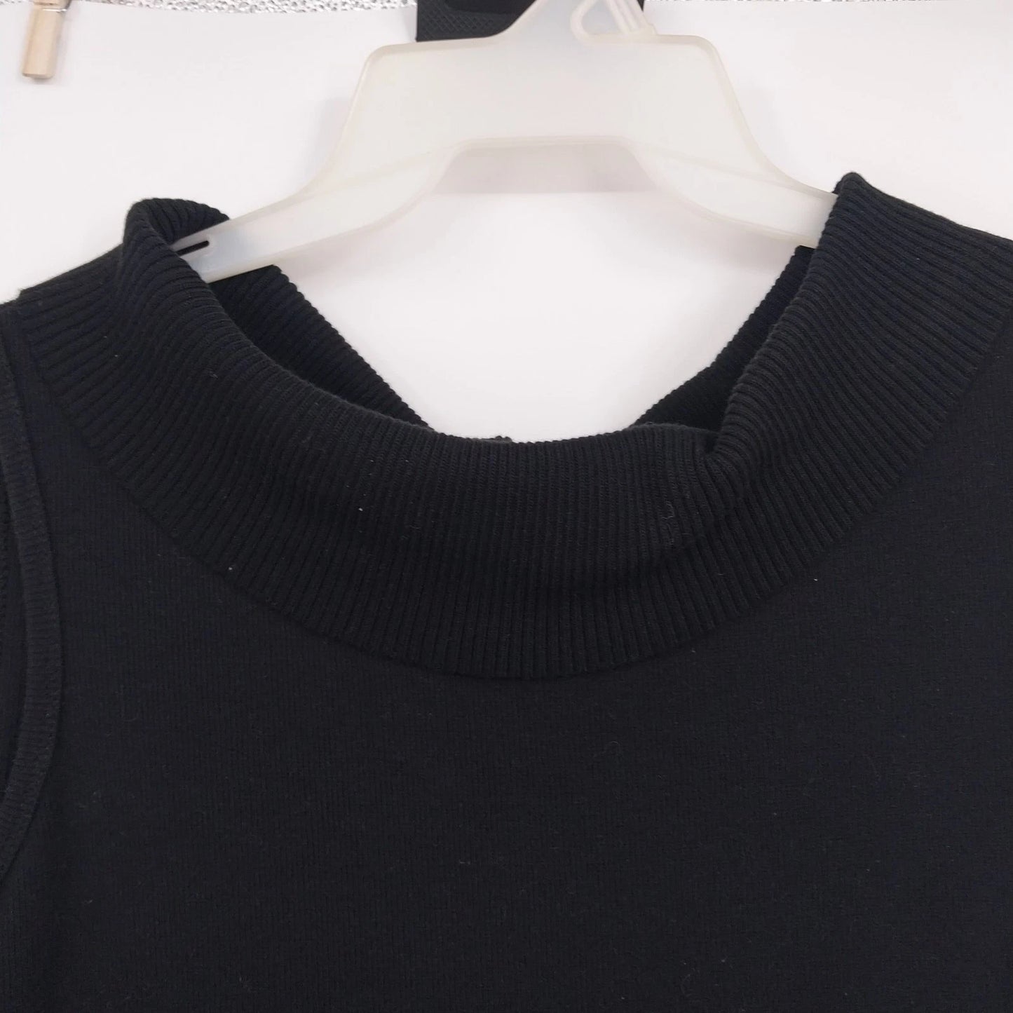 Rafaella Black Mock Neck Sleeveless Knit Top Womens Large Cotton Blend Vietnam