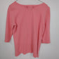 Kikit Sports Coral Pink Criss Cross Neck Top 3/4 Sleeve Women Medium Cotton
