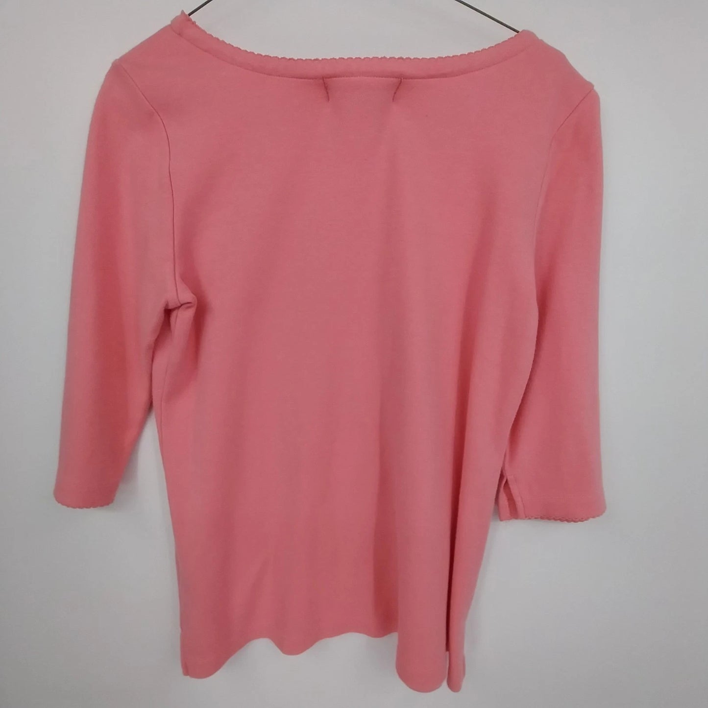 Kikit Sports Coral Pink Criss Cross Neck Top 3/4 Sleeve Women Medium Cotton