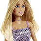 Mattel Barbie Glitz Doll Blonde Hair Purple Polka Dot Metallic Mini Dress NEW