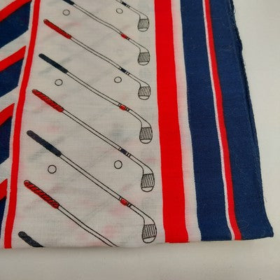 Echo Square Scarf 26" Red White Blue Stripes Golf Club Border Cotton Blend Vtg