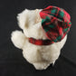 White Bear Plush 13" Red Green Plaid Hat & Scarf Stuffed Animal Button Eyes Nose