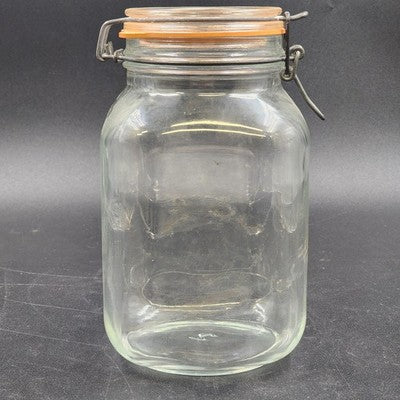 Bocal Le Parfait Wire Bail Canning Jar Super Glass Canister 1 Liter 8.5" Vintage