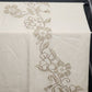 Linen Tablecloth Ecru with Tan and Beige Cross Stitch Floral Pattern 65" x 50"