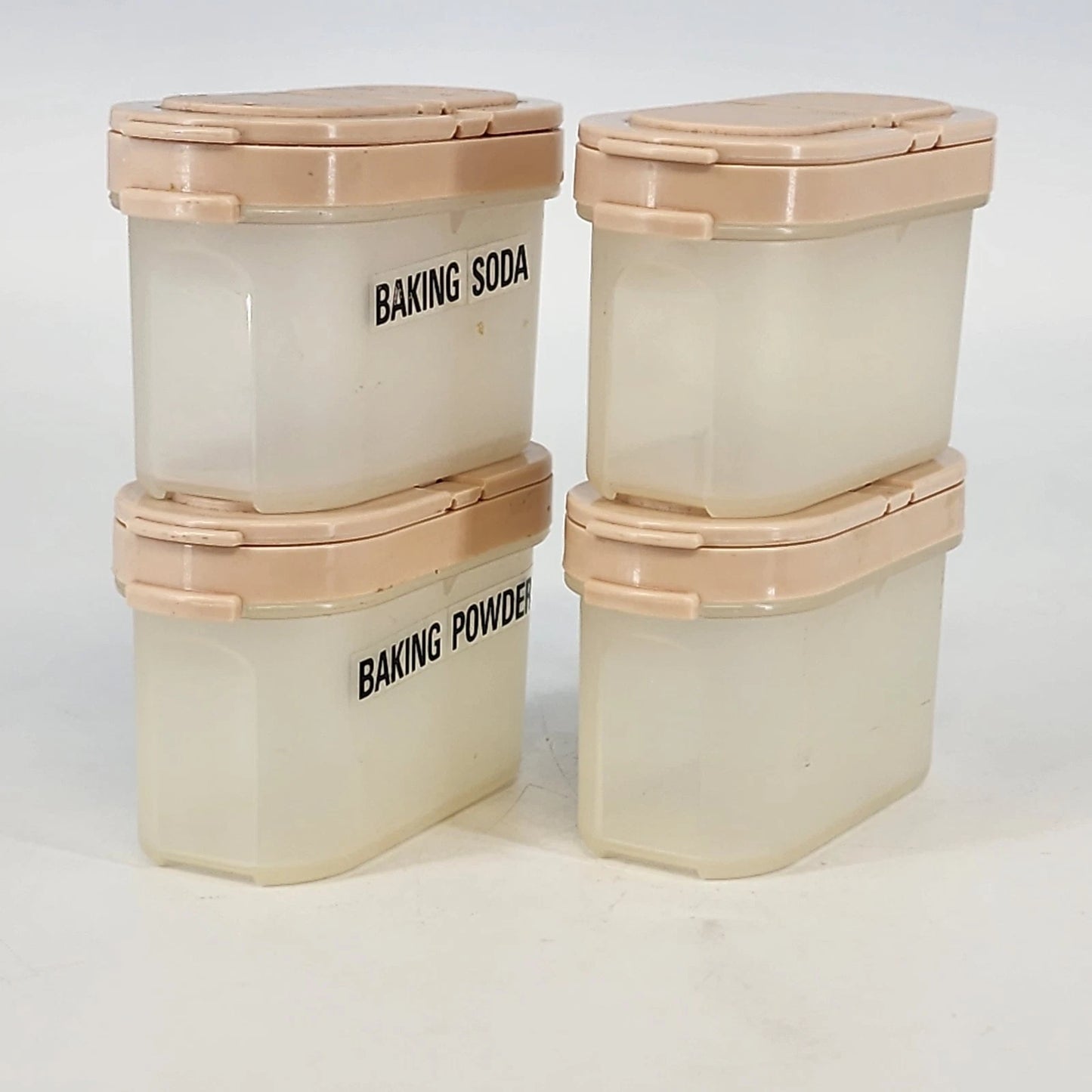 4 Tupperware 1843-23 Modular Mates Spice Containers Storage Beige Lids Vintage