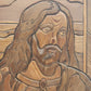 Wood Intarsia Jesus Christ Wall Art Carved Panel 24" Sq Religious Vintage