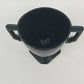 LE Smith Black Glass Cream Sugar Set Double Shield Pattern Square Base Vintage