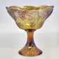 Indiana Glass Harvest Grape Compote Marigold Carnival Pedestal Bowl 8.5" Vintage