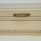 Jewelry Trinket Box Cream Gold Filigree Red Velvet Satin Lift Out Tray 12.5" Vtg