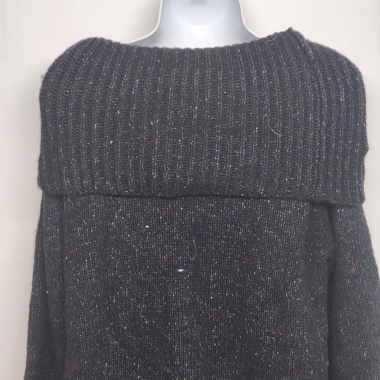 Studio Works Womens Large Knit Sweater Jacket Black Cowl Neck