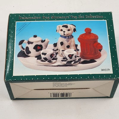 Dalmatian Dog Mini Tea Set Fire Station Theme w/ Box Vtg 1995