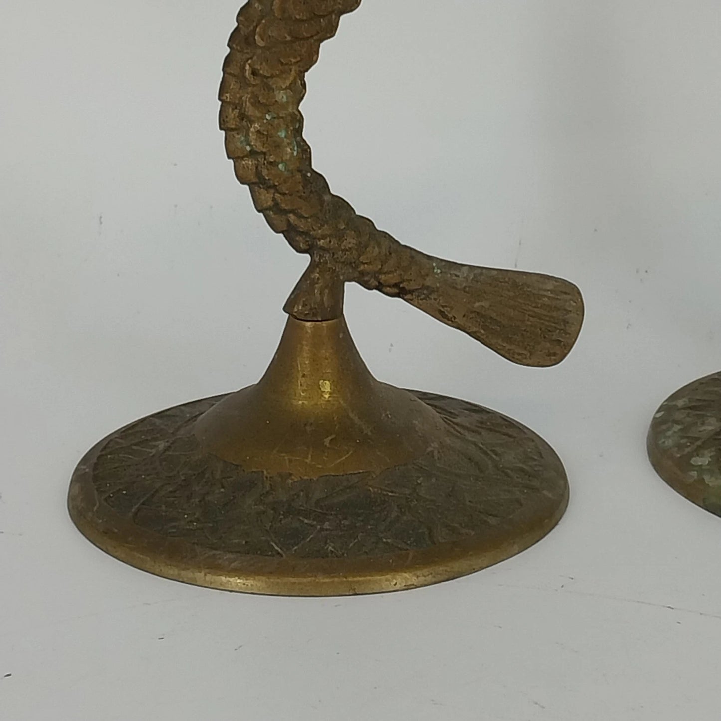Vintage Brass Dragon Serpent Candlestick Holders Pair Korea