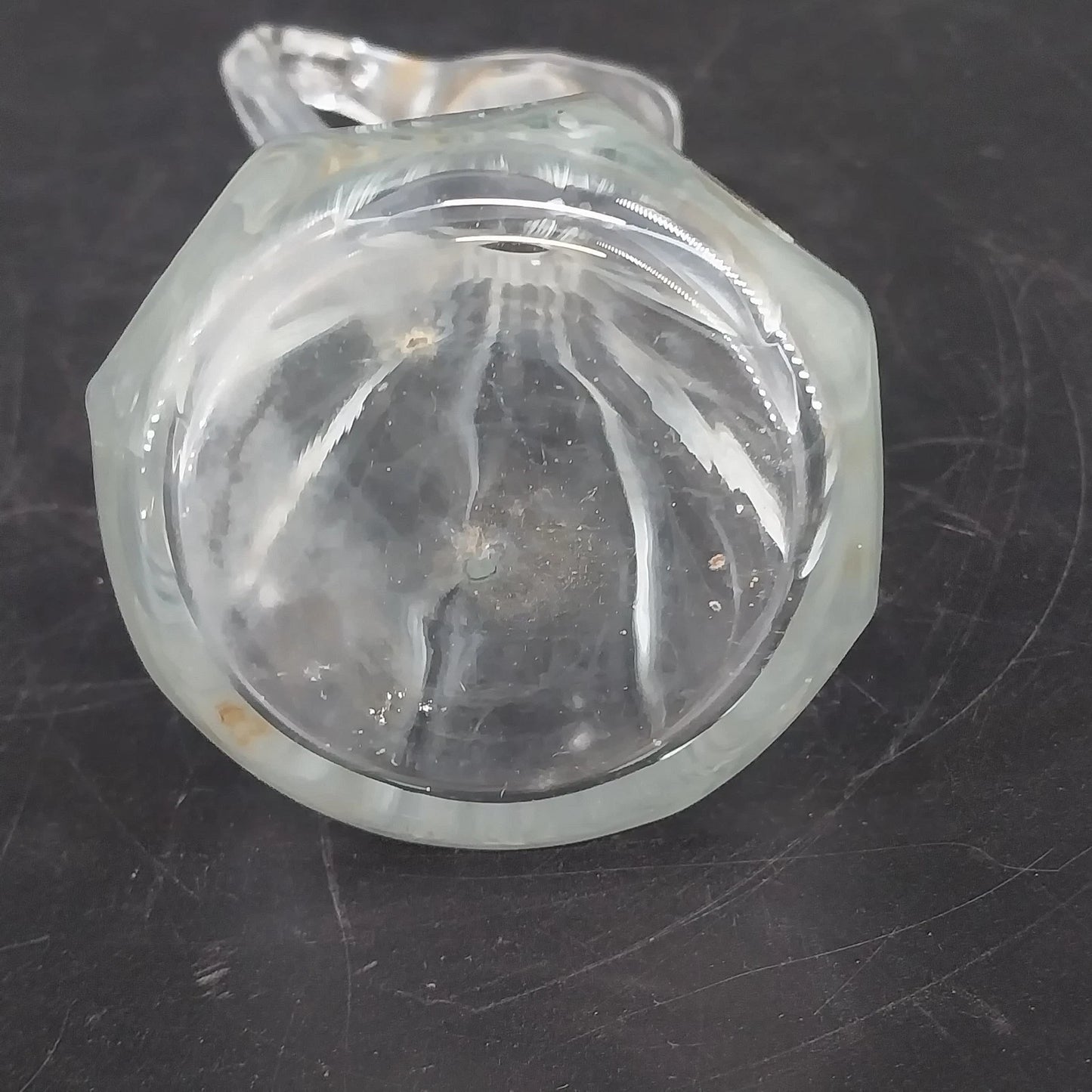 Clear Glass Cruet Bottle Ribbed Panels Stopper Oil Vinegar Decanter 7.25" Vtg