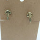 Gold Tone with White Round Disc Plastic Dangle Drop Clip On Earrings