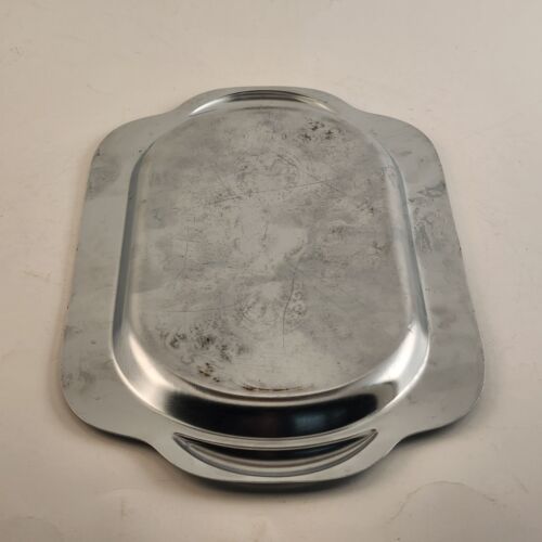 Silver Platted And Engraved Serving Tray With Handles Vintage 10" L x 6" W