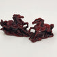 8 Horse Set Qing Feng Chinese Molded Red Resin Horses Sculpture Figurines 3"high