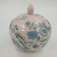 Chinese Hand Painted Porcelain Covered Bowl Pink Blue Floral Ginger Pot Jar Vtg