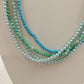 Set 4 Acrylic Small Blue Green Beaded 17" Long Necklace Women's Bohemian Jewelry