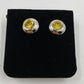 Silver Tone Yellow Sapphire Round .5" Faceted Stone Stud Earring Jewelry