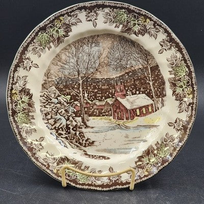 Johnson Brother Dinner Plate 9.75" School House Friendly Village Country Scene