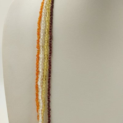 4 Glass Necklaces seed bead Fall Multicolor Small Acrylic Layered Long 17" Drop