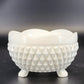 Vintage Indiana Milk Glass Diamond Point Candy Dish Footed Bowl