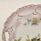 Bavarian 11" Pink White Serving Plate Handle Floral Embossed Scalloped Gold Gilt